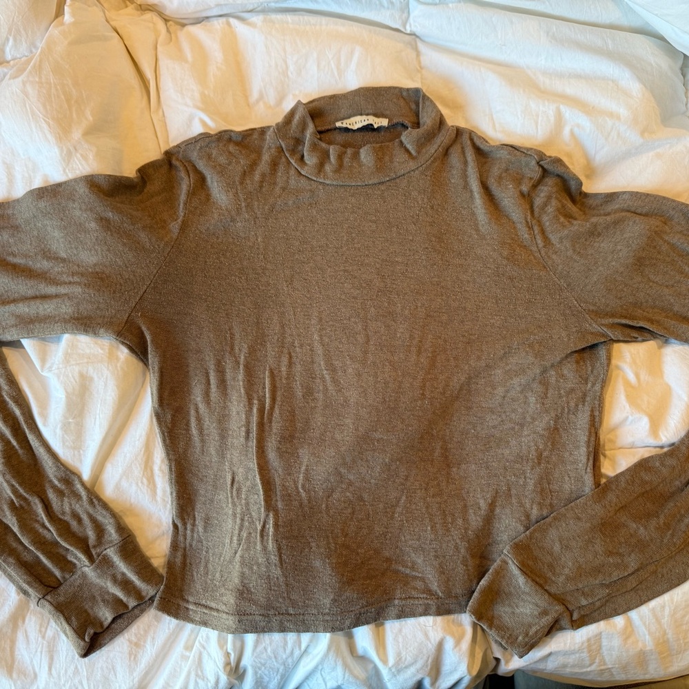 Brown Long Sleeve Crop Top